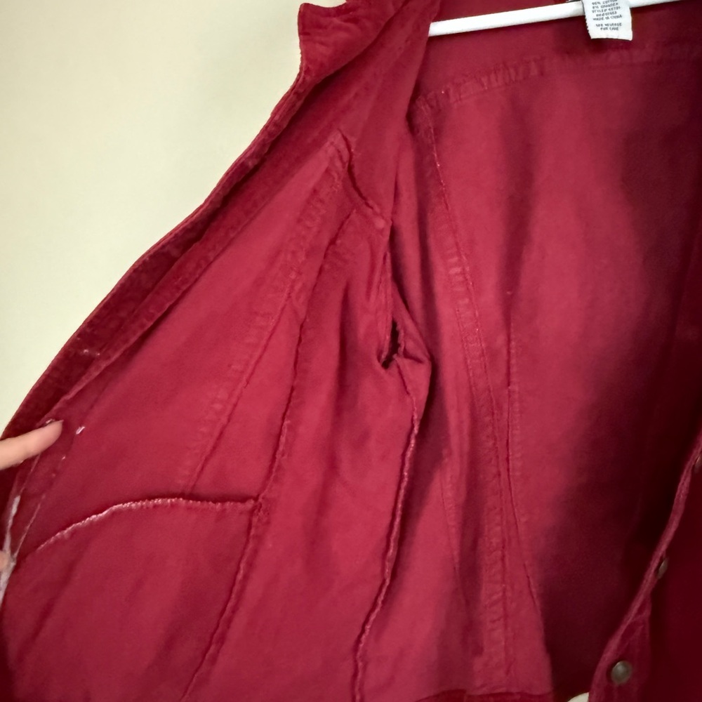 Live a Little Women's Deep Red Burgundy Wine Red Corduroy Jacket Gilmore Girls - Picture 4 of 7